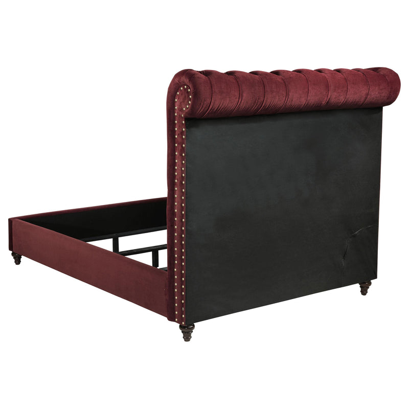 Coaster Furniture Devon 360341F 57-inch Upholstered Full Panel Bed - Wine Red IMAGE 4