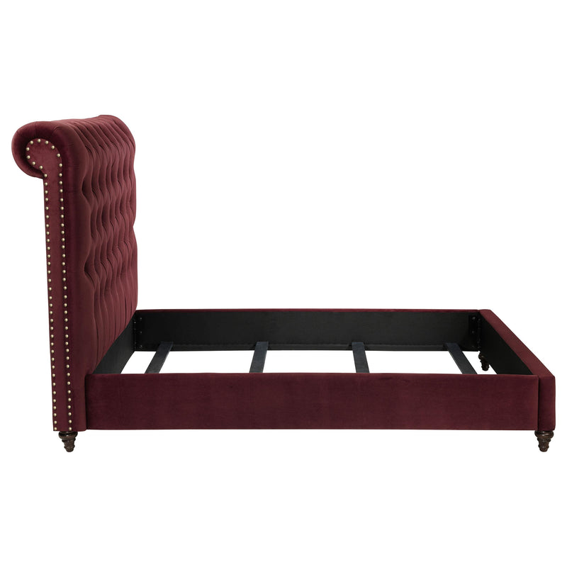 Coaster Furniture Devon 360341F 57-inch Upholstered Full Panel Bed - Wine Red IMAGE 5