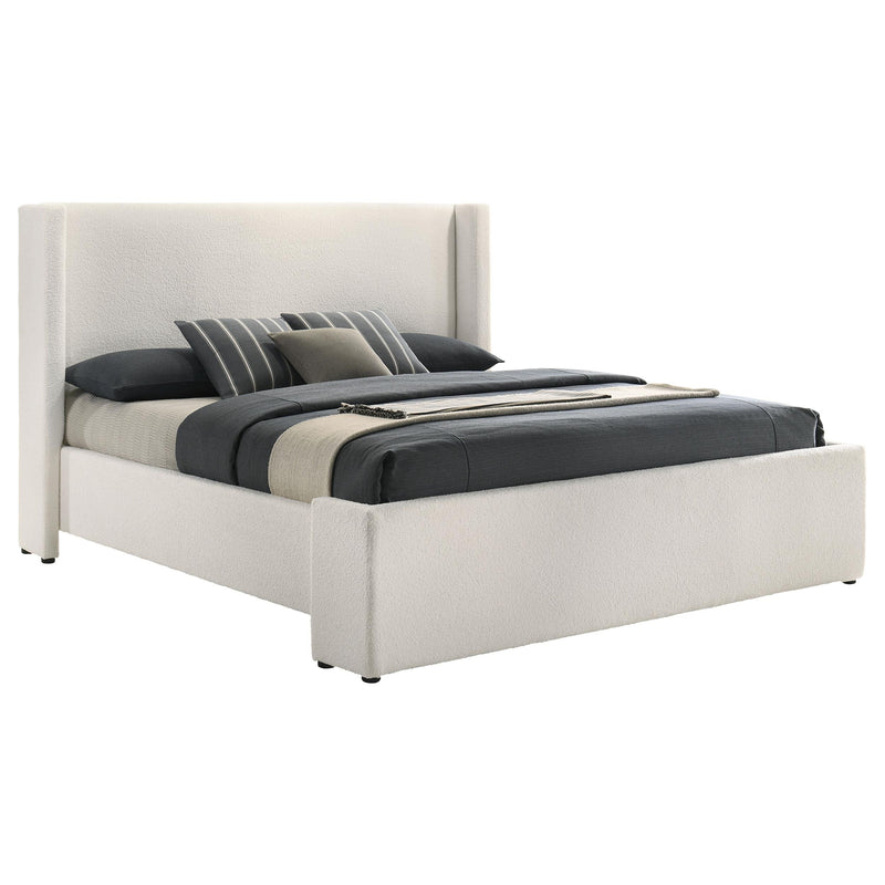 Coaster Furniture Alamosa 310078KE Boucle Upholstered Eastern King Platform Bed - White IMAGE 2