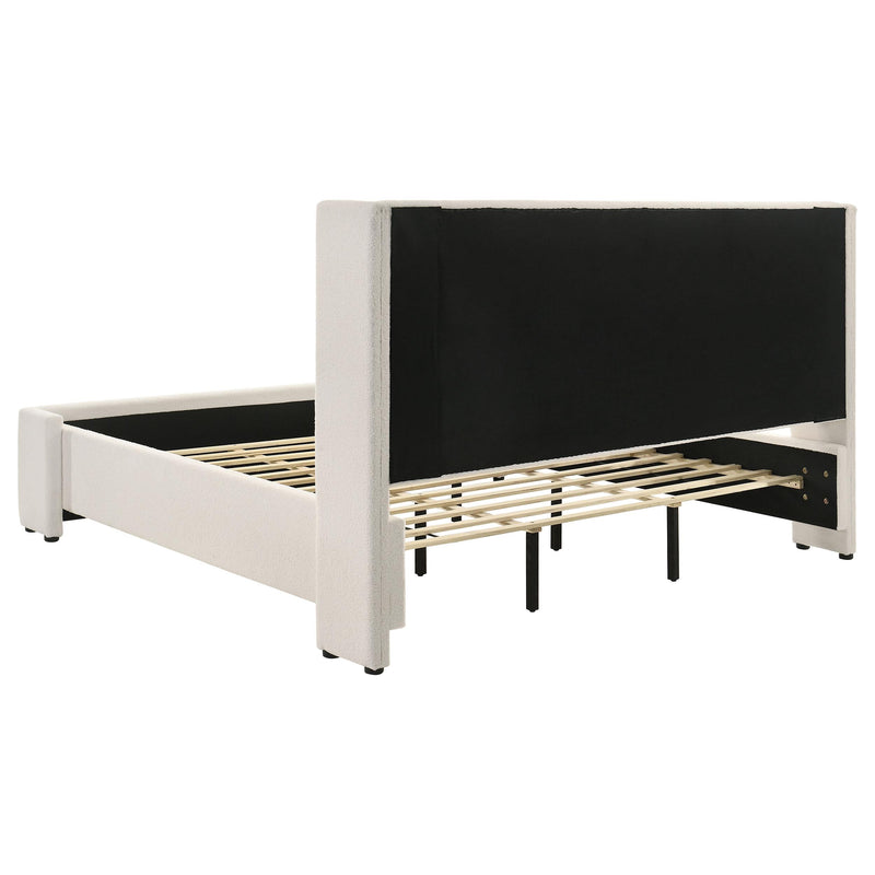 Coaster Furniture Alamosa 310078KE Boucle Upholstered Eastern King Platform Bed - White IMAGE 4