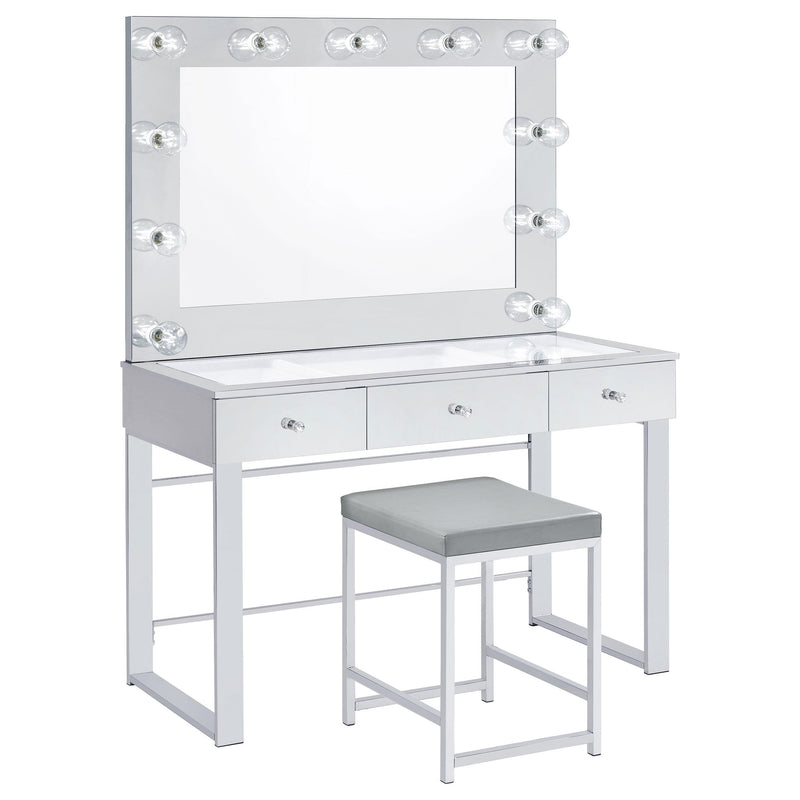 Coaster Furniture Umbridge 935933 Upholstered Square Padded Cushion Vanity Stool IMAGE 2