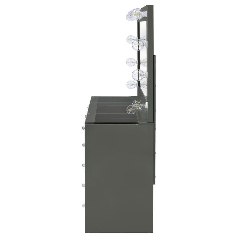 Coaster Furniture Acena 931145 7-Drawer Vanity Set with Lighting - Grey High Gloss IMAGE 4