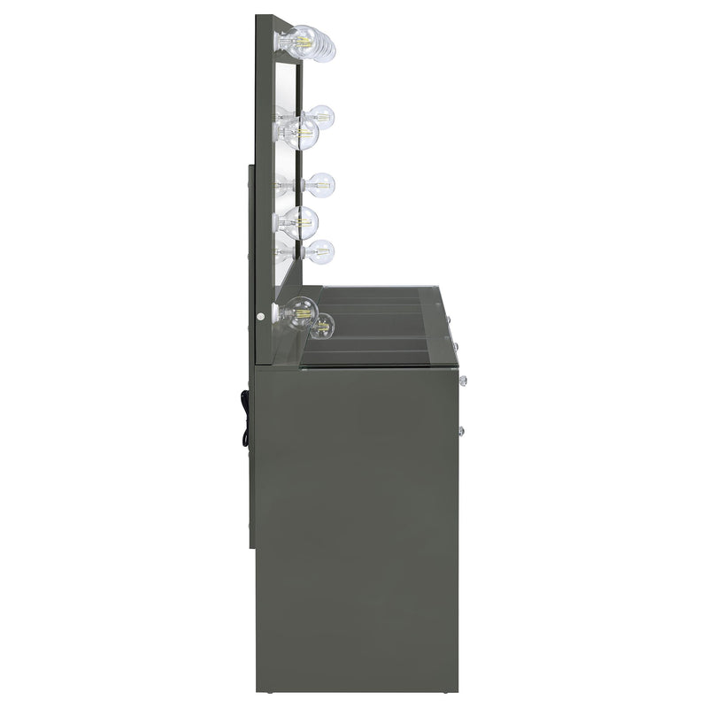 Coaster Furniture Acena 931145 7-Drawer Vanity Set with Lighting - Grey High Gloss IMAGE 7