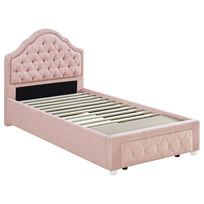 Coaster Furniture Ashleigh 460540T 44-inch Upholstered Twin Storage Platform Bed - Pink IMAGE 1