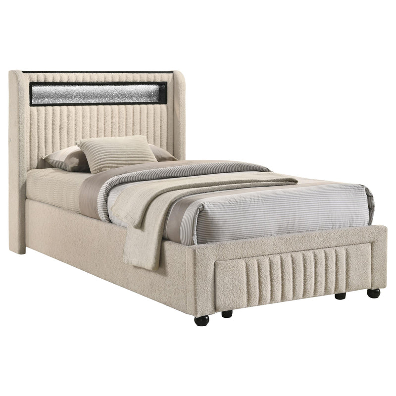 Coaster Furniture Madison 460550T Upholstered LED Twin Storage Platform Bed - Cream IMAGE 2