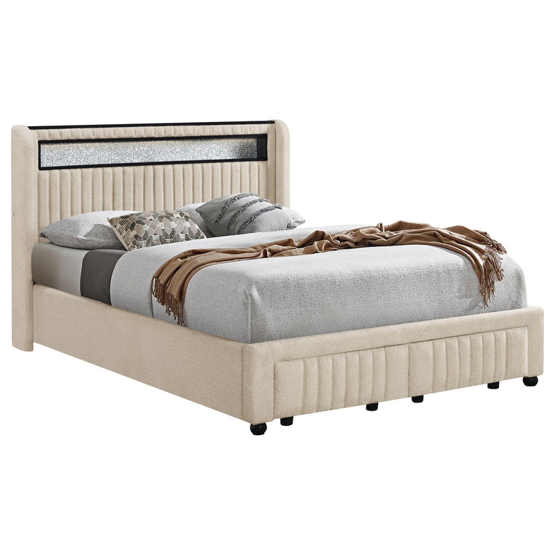 Coaster Furniture Madison 460550F Upholstered LED Full Storage Platform Bed - Cream IMAGE 2