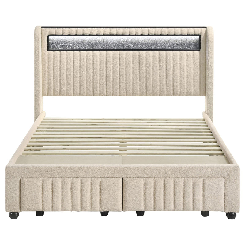 Coaster Furniture Madison 460550F Upholstered LED Full Storage Platform Bed - Cream IMAGE 3