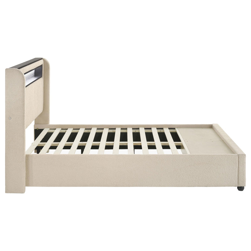 Coaster Furniture Madison 460550F Upholstered LED Full Storage Platform Bed - Cream IMAGE 5