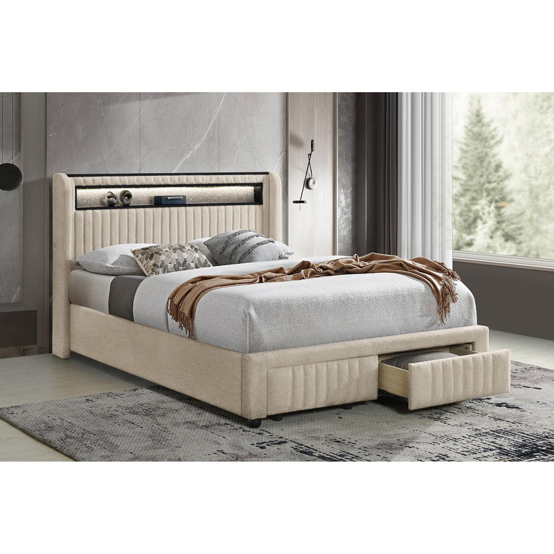 Coaster Furniture Madison 460550F Upholstered LED Full Storage Platform Bed - Cream IMAGE 6