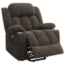 Coaster Furniture Houston 603233P Upholstered Power Lift Recliner Chair - Dark Brown IMAGE 2