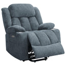 Coaster Furniture Houston 602294P Upholstered Power Lift Recliner - Slate Blue IMAGE 2