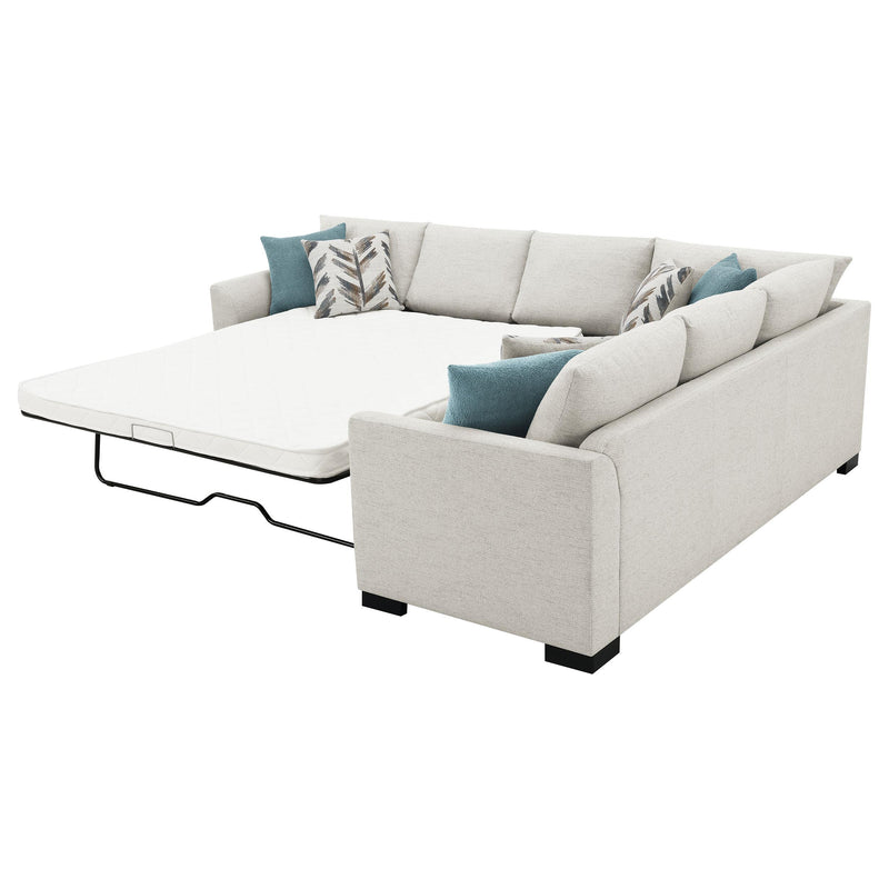 Coaster Furniture Ashford 500818 Chenille Upholstered Sleeper Sectional Sofa - Greige IMAGE 5