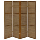 Coaster Furniture Browning 961638 4-panel Bamboo Room Divider Folding Screen - Walnut IMAGE 3