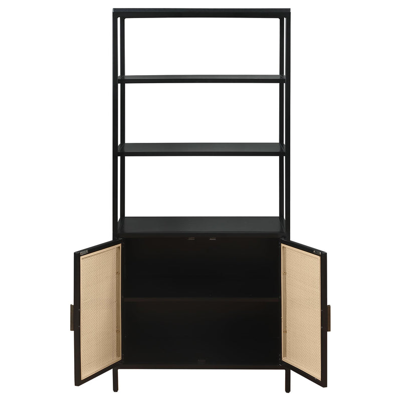 Coaster Furniture Amherst 961651 3-shelf Radio Weave Cane Metal Accent Cabinet - Black IMAGE 3