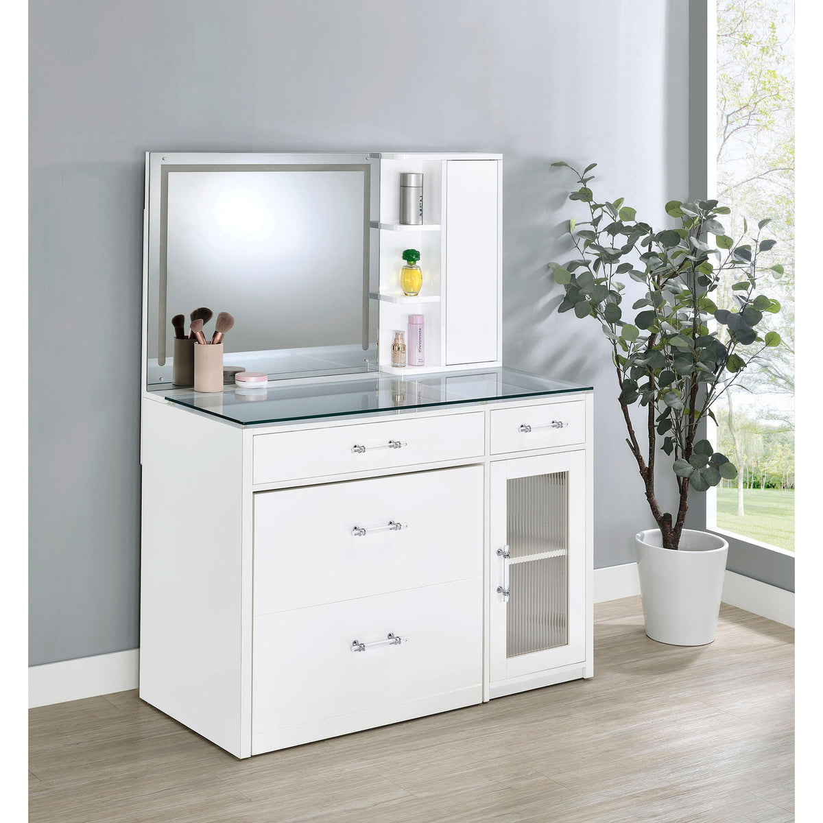 Coaster Furniture Flora 930218 2-drawer Vanity Set with LED Mirror - W
