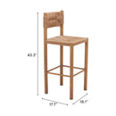  Zuo Iska 704158 Set of 2 Barstool - Natural IMAGE 9
