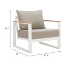  Zuo Welt 704111 Armchair - Taupe/White IMAGE 10
