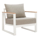  Zuo Welt 704111 Armchair - Taupe/White IMAGE 1