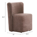  Zuo Bambun 110996 Dining Chair with Wheels - Taupe IMAGE 5