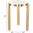  Zuo Noan 110954 Side Table - White/Gold IMAGE 8