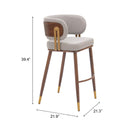  Zuo Brew 110946 Barstool - Beige/Walnut IMAGE 7