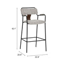  Zuo Couva 110937 Set of 2 Barstool - Gray Tweed IMAGE 8