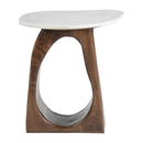  Zuo Vara 110934 Side Table - White/Walnut IMAGE 1