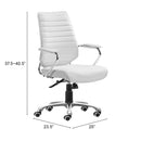  Zuo Enterprise 110883 Low Back Office Chair - White IMAGE 4