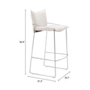  Zuo Pola 110875 Barstool - White IMAGE 7