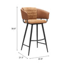  Zuo Juno 110867 Set of 2 Barstool - Brown IMAGE 8