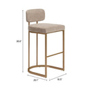  Zuo Velar 110851 Set of 2 Barstool - Beige/Bronze IMAGE 9