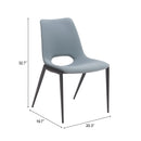  Zuo Desi 110828 Set of 2 Armless Dining Chair - Azure Gray IMAGE 7
