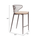  Zuo Silues 110823 Set of 2 Counter Stool - Taupe/Brown IMAGE 8