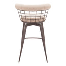  Zuo Saku 110821 Swivel Barstool - Beige/Brown IMAGE 2