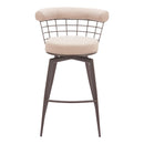  Zuo Saku 110821 Swivel Barstool - Beige/Brown IMAGE 6