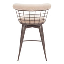  Zuo Saku 110820 Swivel Counter Stool - Beige/Brown IMAGE 2