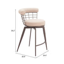  Zuo Saku 110820 Swivel Counter Stool - Beige/Brown IMAGE 8
