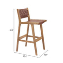  Zuo Feder 110693 Set of 2 Barstool - Brown IMAGE 11
