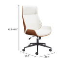  Zuo Flex 110560 High Back Office Chair - White IMAGE 9