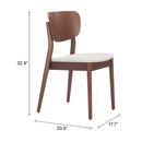  Zuo Kellua 110518 Set of 2 Dining Chair - Beige/Walnut IMAGE 10