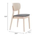  Zuo Kellua 110517 Set of 2 Dining Chair - Gray/Natural IMAGE 7