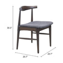  Zuo Tuzka 110513 Set of 2 Dining Chair - Gray/Espresso IMAGE 9