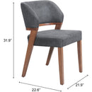  Zuo Sunobu 110496 Set of 2 Dining Chair - Azure Gray/Walnut IMAGE 9
