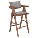  Zuo Delhi 110494 Set of 2 Barstool - Gray/Walnut IMAGE 1