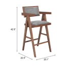  Zuo Delhi 110494 Set of 2 Barstool - Gray/Walnut IMAGE 4