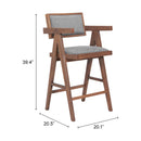  Zuo Delhi 110493 Set of 2 Counter Stool - Gray/Walnut IMAGE 11