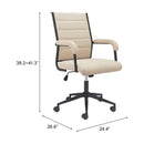  Zuo Auction 110446 Office Chair - Beige IMAGE 11