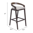  Zuo Troy 110400 Set of 2 Barstool - Dove Gray/Espresso IMAGE 8