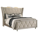  Coaster Furniture Lorient 222661Q Queen LED Upholstered Wingback Bed - Ivory/Camel IMAGE 6