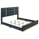  Coaster Furniture Ines 223091NVYKE 56-inch Fabric Upholstered Eastern King Panel Bed - Navy IMAGE 1